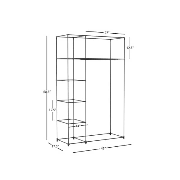 Wardrobe Closet Organizer With Dust Cover, Free Standing Vertical Armoire And Metal Frame